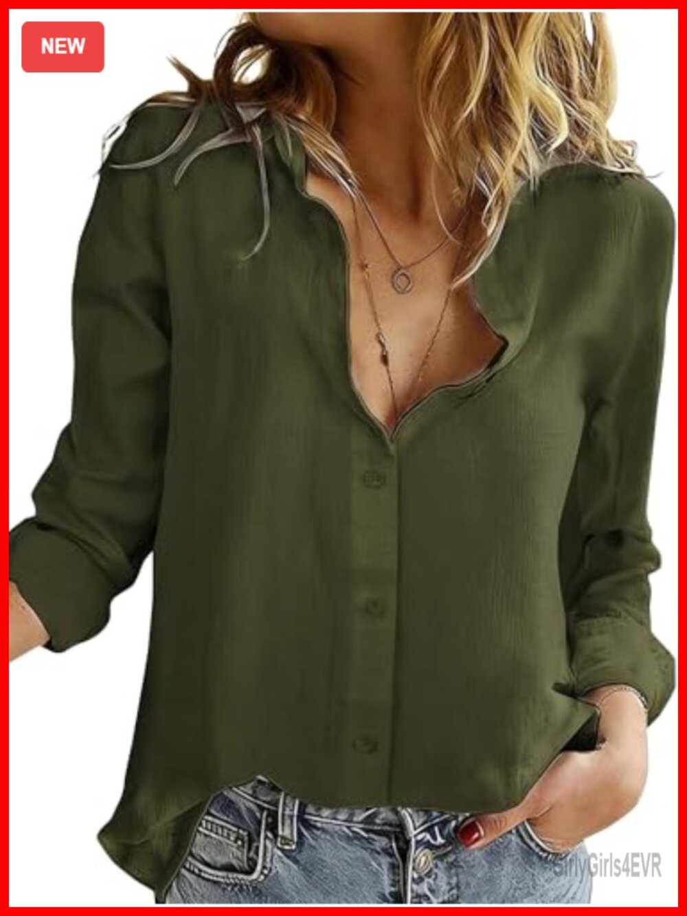 Women's Cotton Button Down Shirt Long Sleeve Relaxed Fit Blouse